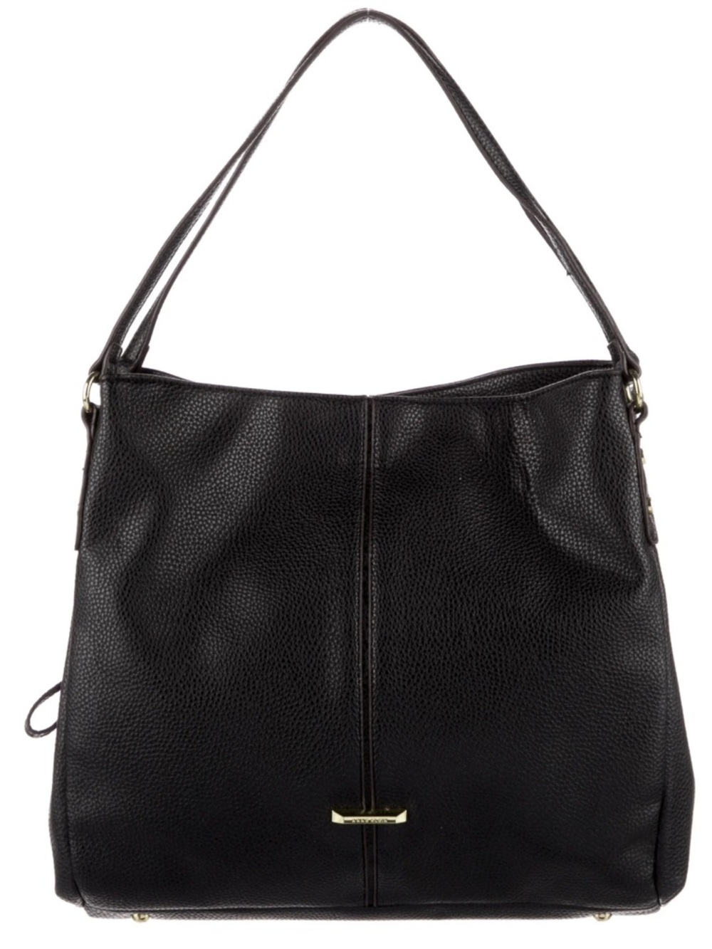 Anne Klein Vintage Y2K Black Leather Pebbled Shoulder Hobo Tote Bag